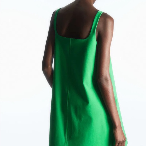 COS Green Contrast Panel Mini Dress Square Neck - Picture 3 of 5